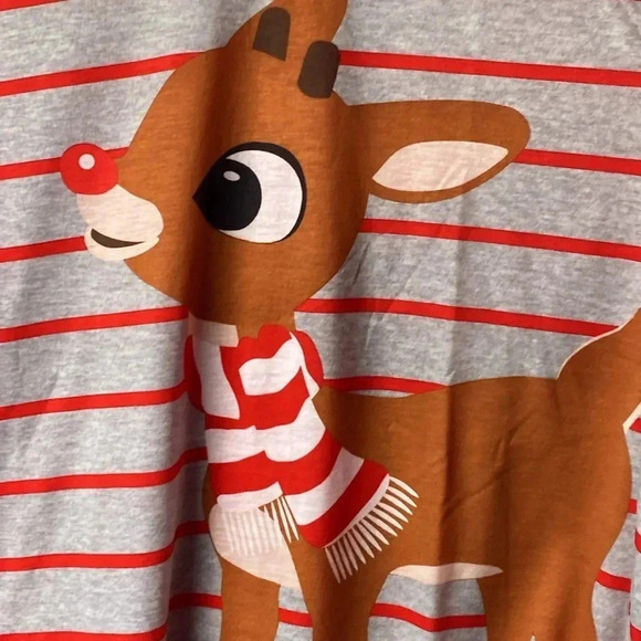 RUDOLPH RED NOSE REINDEER MENS SIZE XL PAJAMA SET COTTON TOP FLEECE PANTS CLEAN - Picture 3 of 12